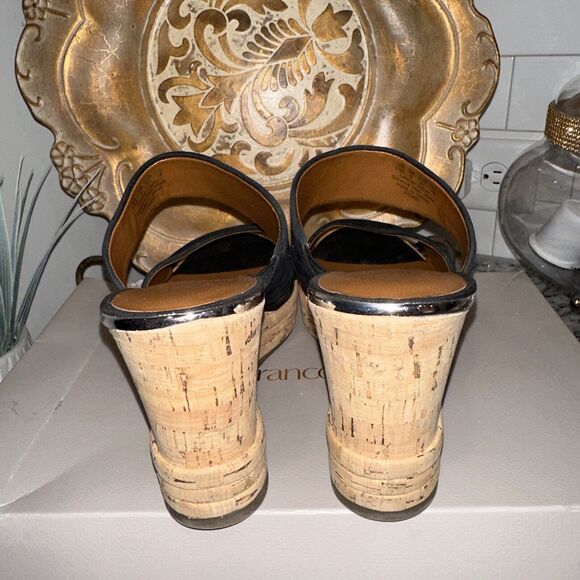 FRANCO SARTO Fiore Black Suede size 11M platforms/sandal cork Sole - Picture 5 of 12